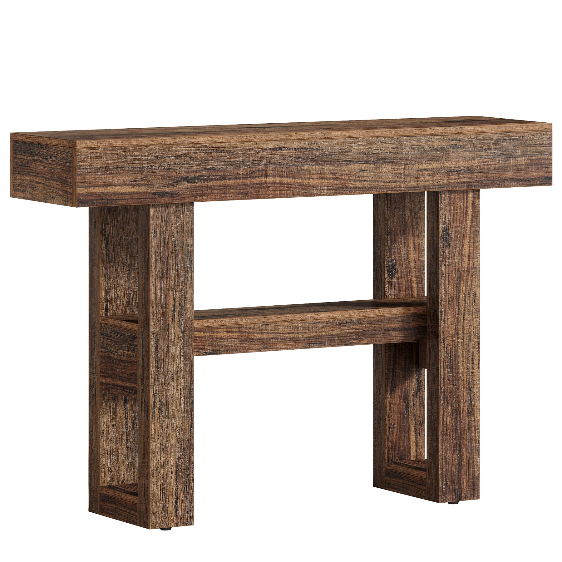 Tribesigns Farmhouse Table console étroite à 2 niveaux, Meuble d'entrée avec compartiments de rangement