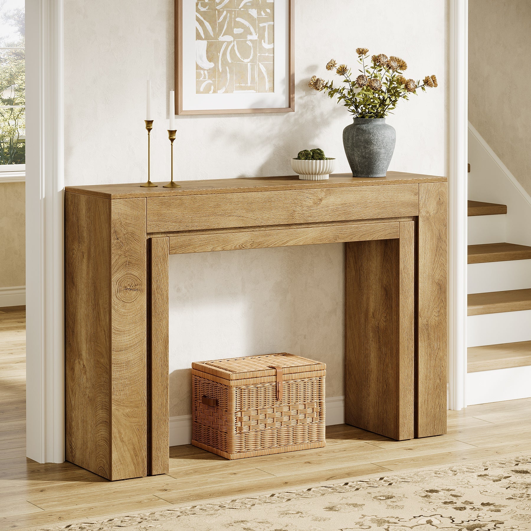 Tribesigns Console étroite (105 cm), Table d'entrée moderne avec piètement double solide