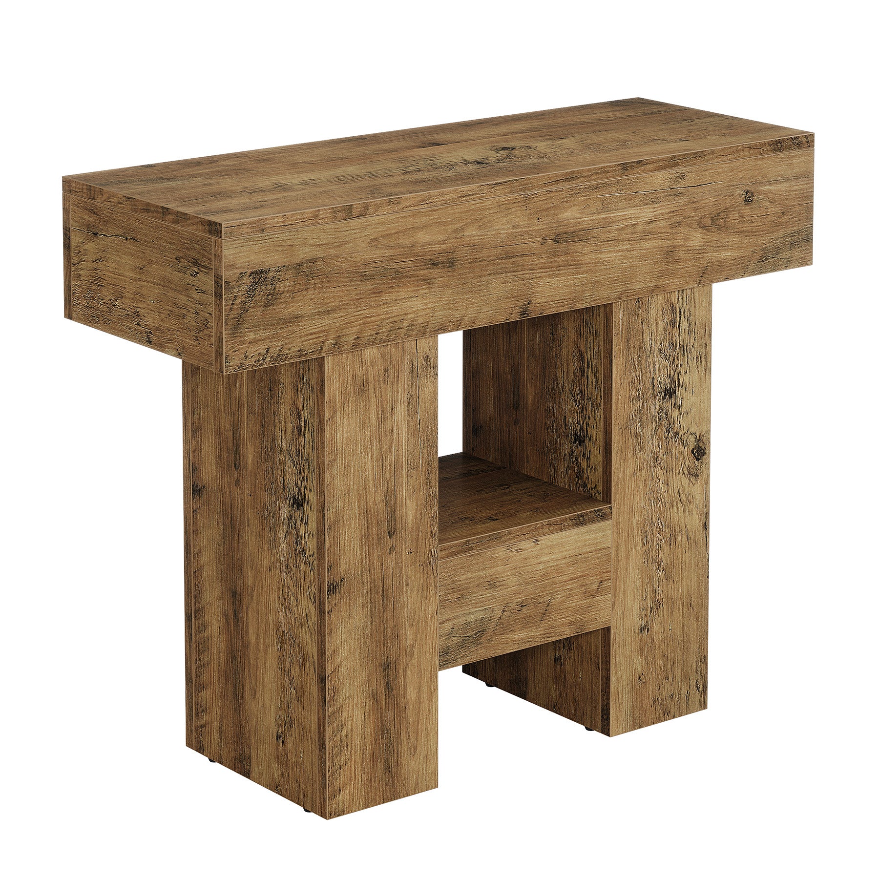 Tribesigns Table d'appoint étroite, Bout de Canapé Salon avec 2 étagères de Rangement