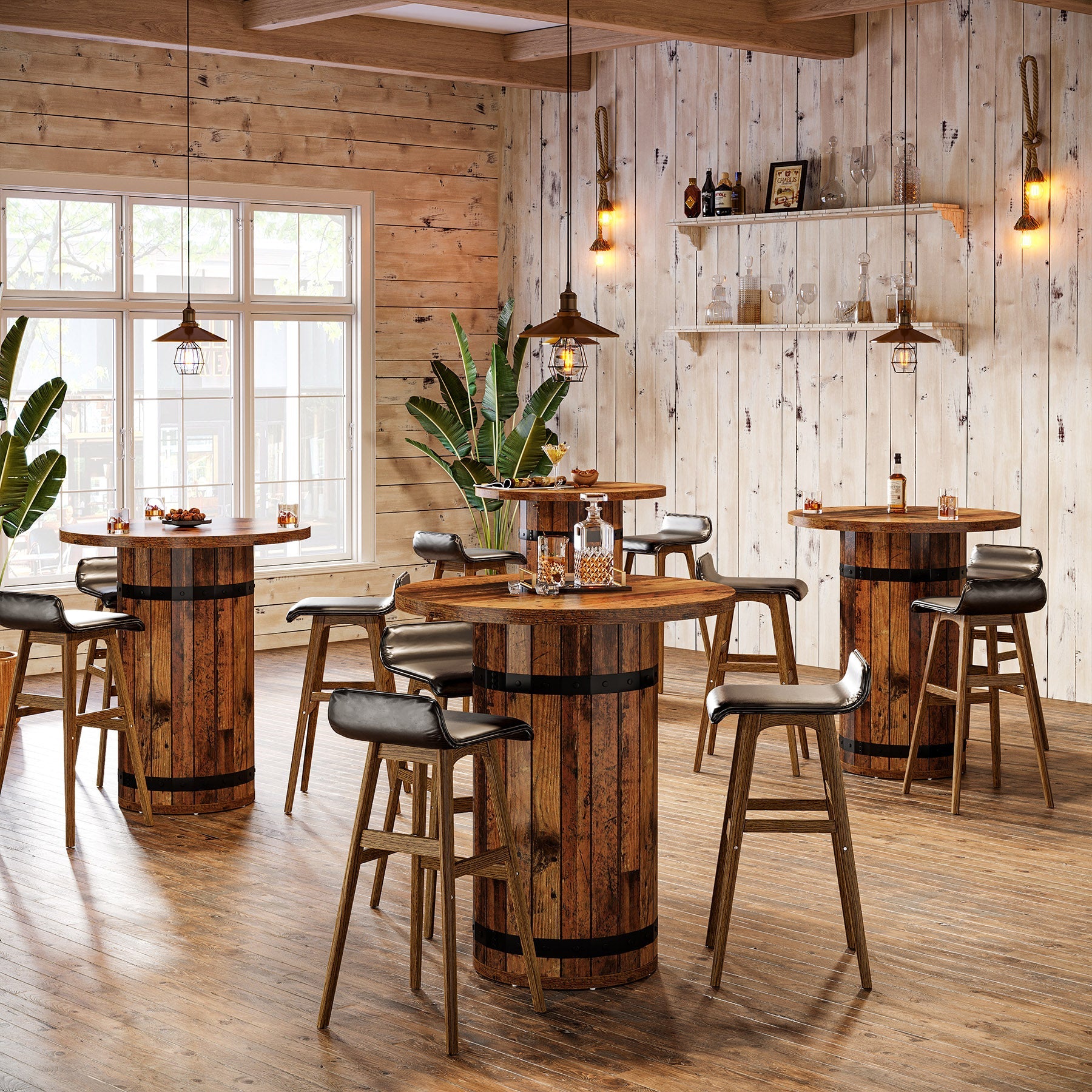 TribesignsTable de bar ronde  de 100 cm, Table bistro pour cuisine et salon