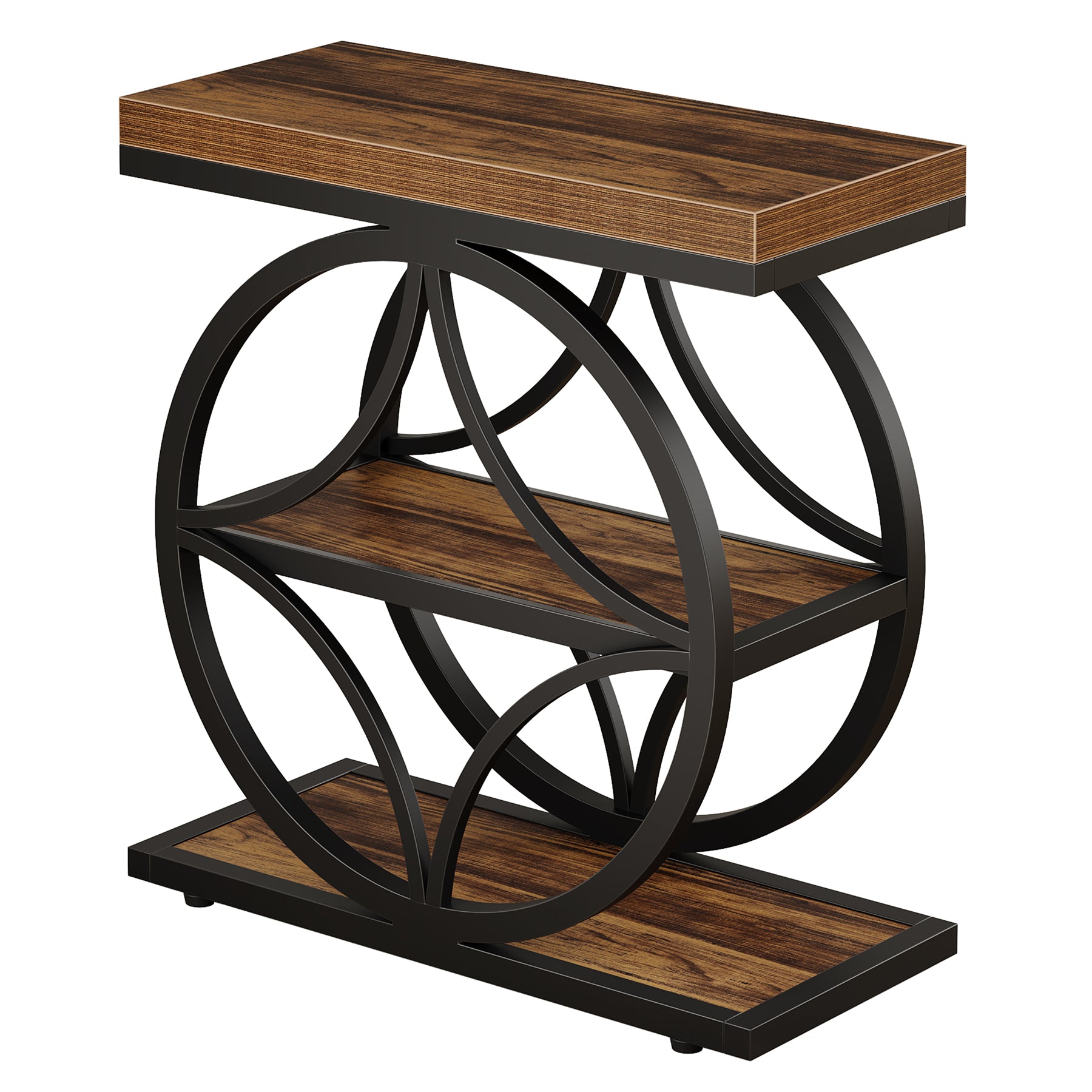 Tribesigns Table d'appoint pour salon, Petite table d'appoint étroite avec rangement à 3 niveaux