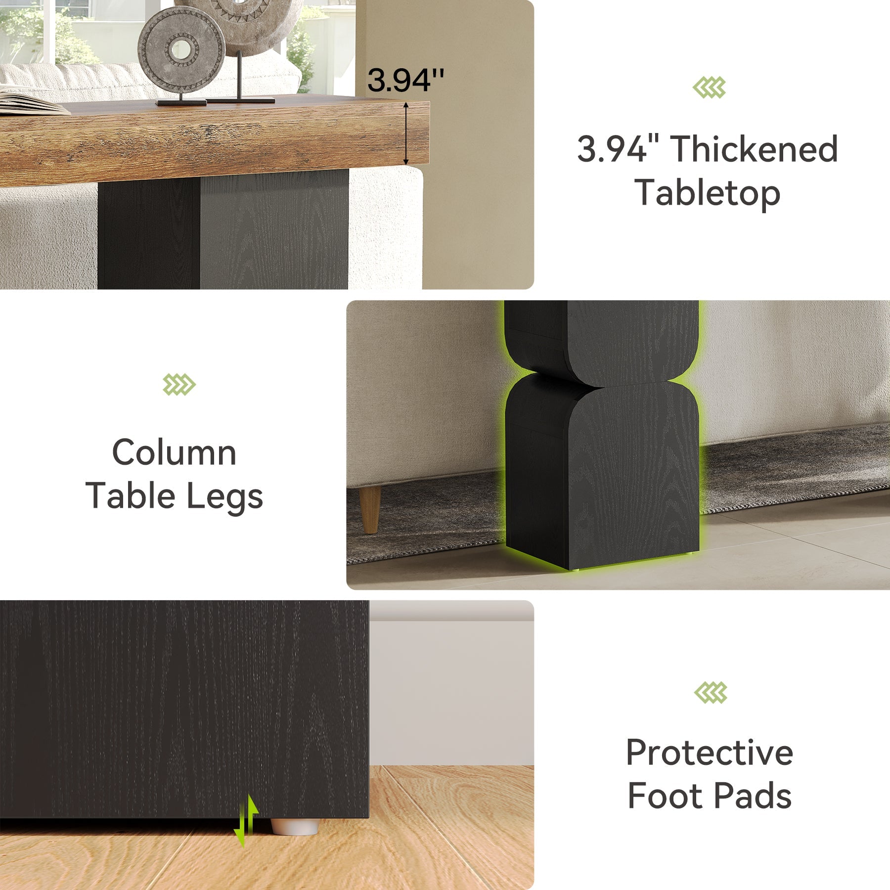 Tribesigns Console de 160 cm, Table d'appoint moderne à placer derrière le canapé avec un design color-block