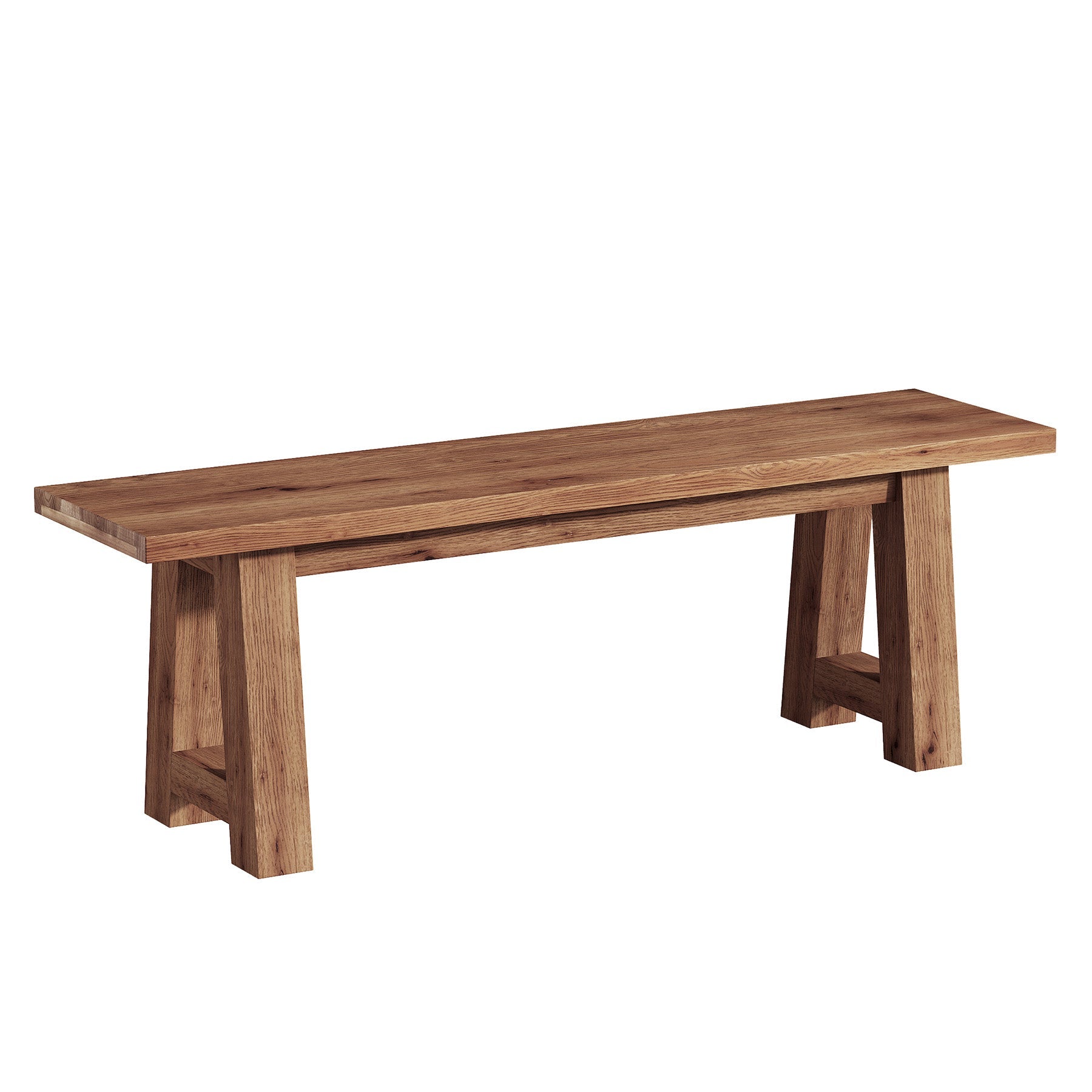 Banc en bois massif de 140 cm de long, Style champêtre en bois naturel