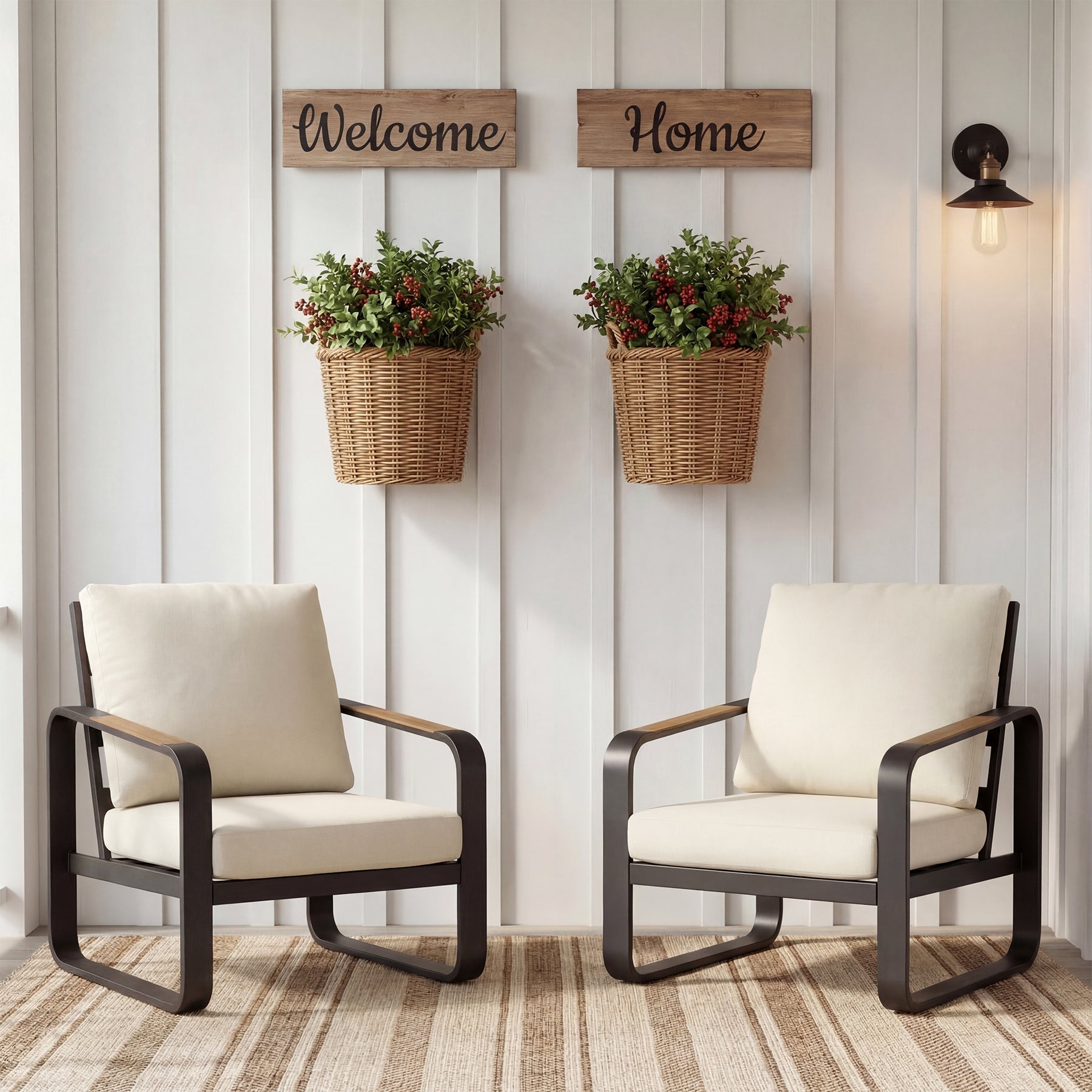 Tribesigns Fauteuil de jardin avec coussins, Chaise de patio en aluminium pour balcon ou jardin