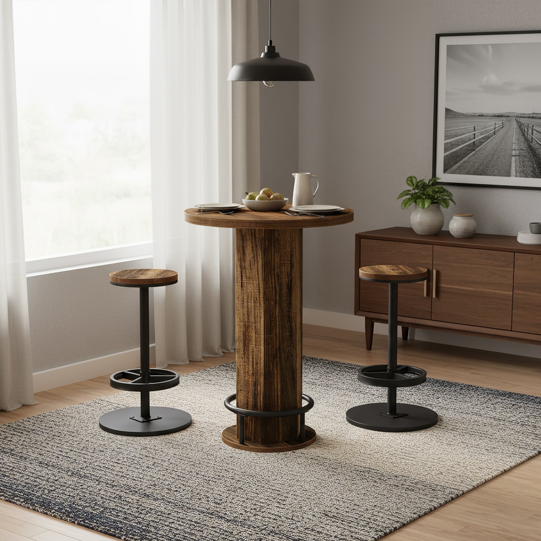 Tribesigns Ensemble table et chaises 3 pièces pour 2 personnes, Petite table de cuisine ronde avec 2 chaises