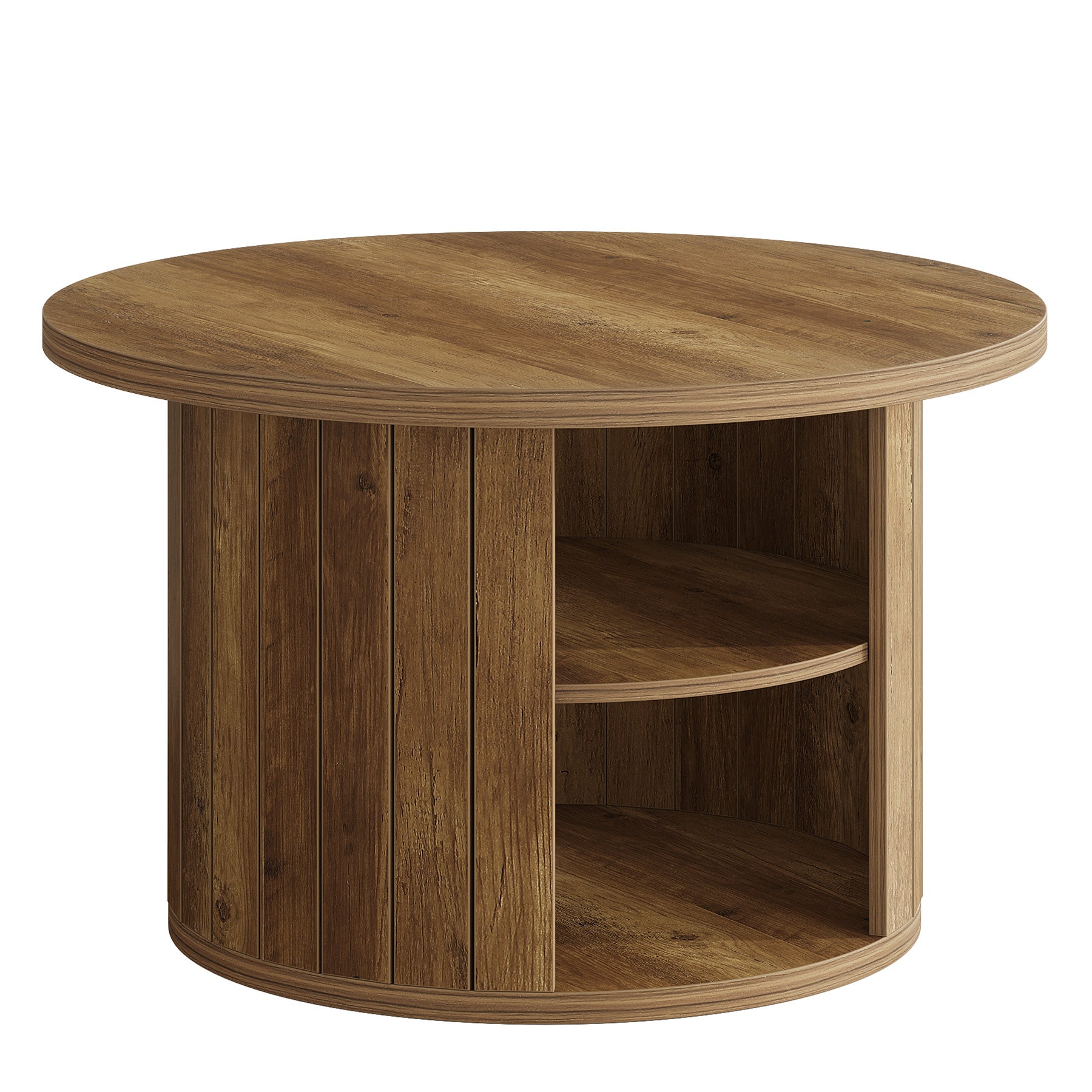 Tribesigns Table Basse Ronde, Table de Salon Circulaire à 2 Niveaux Petite Table Basse Bois