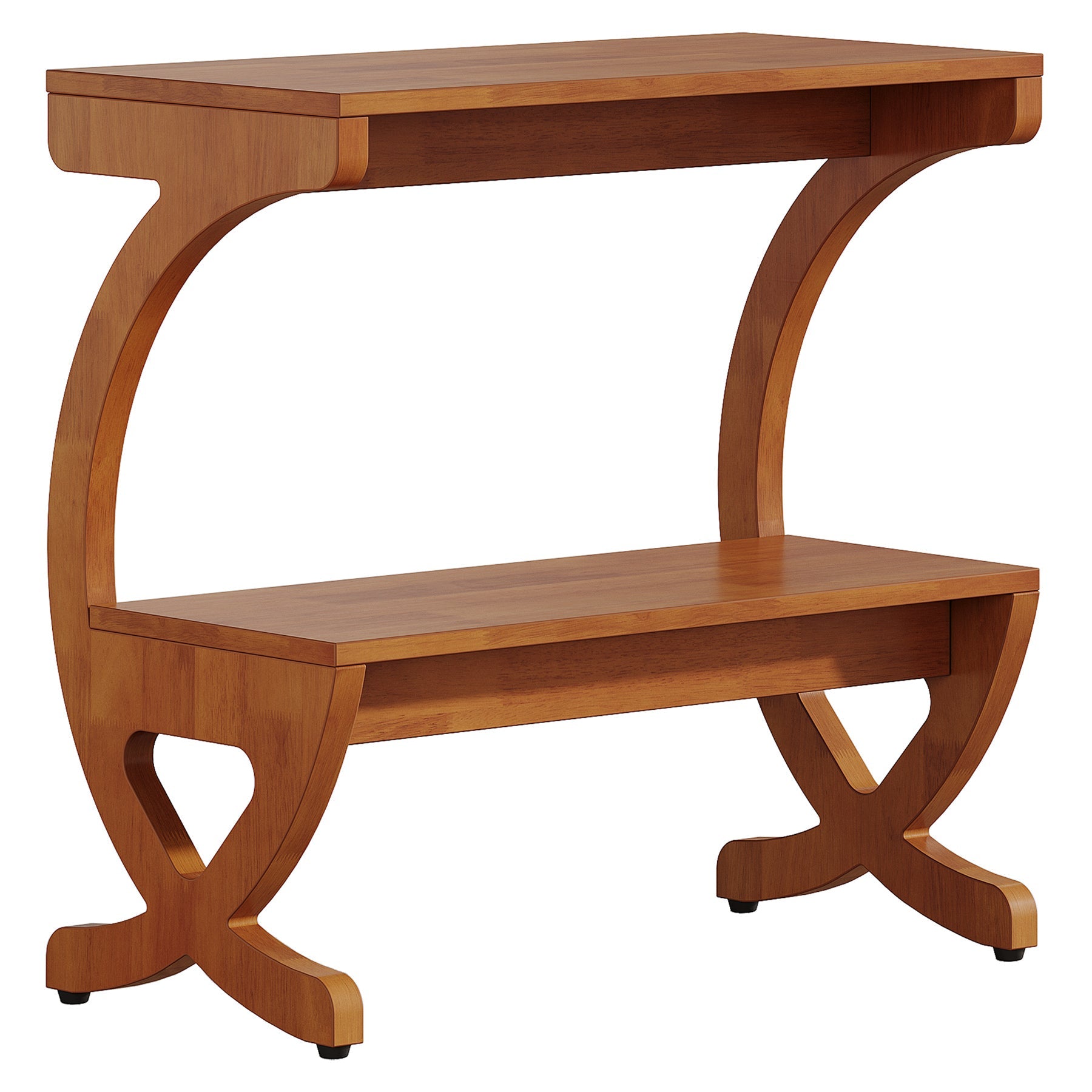 Tribesigns Table d'appoint en bois massif avec étagère, Table de chevet étroite à 2 niveaux de style mid-century
