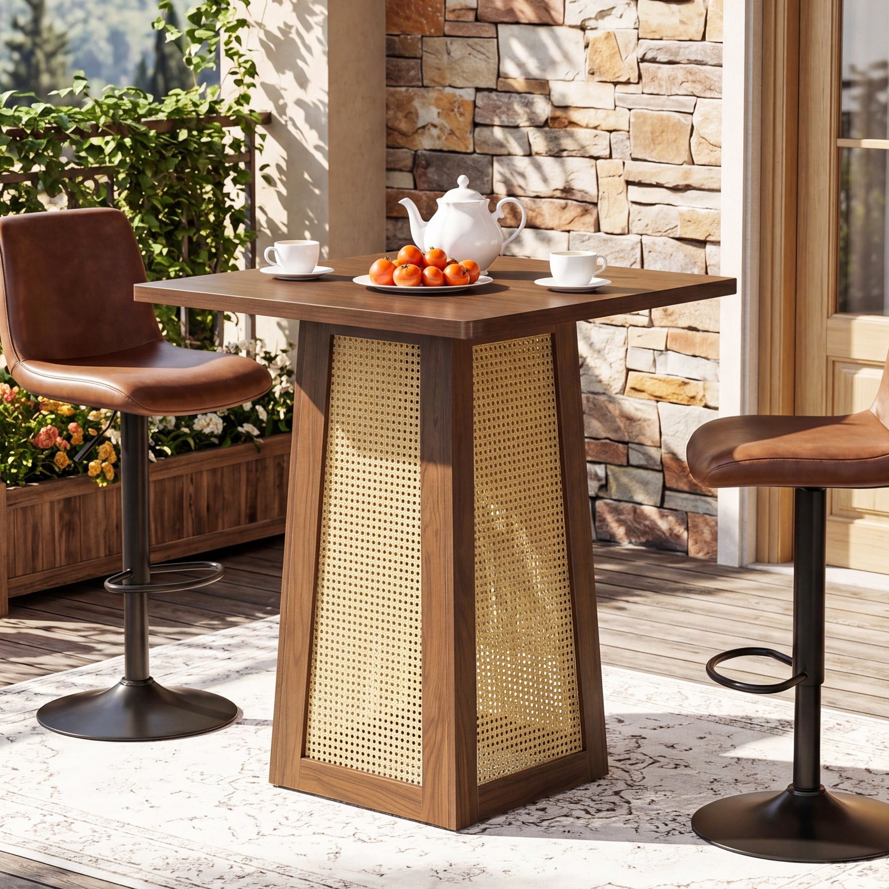 Tribesigns Table bistro carrée 80 x 80 cm avec pied central, Idéale pour le bar à domicile, le salon et les petits espaces