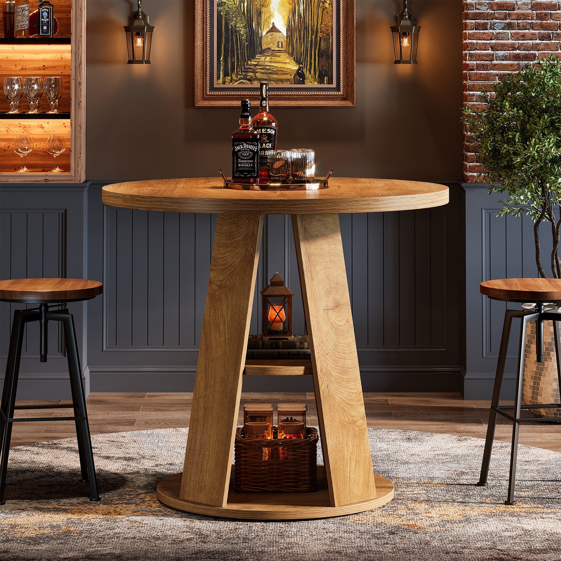 Tribesigns Table de salle à manger ronde de 80 cm pour 2 à 4 personnes, Petite table de cuisine