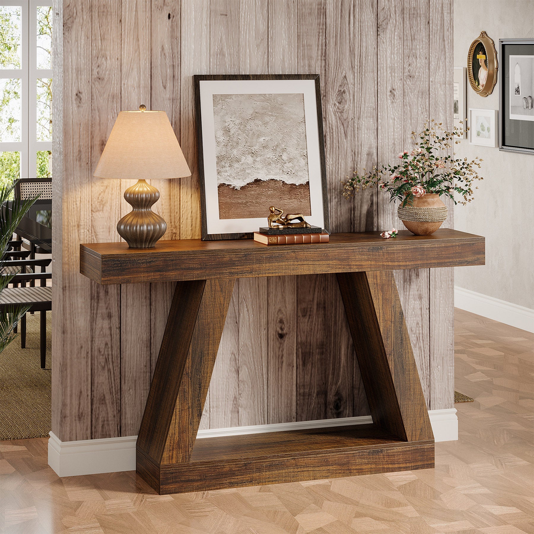 Tribesigns Table console industrielle de 140 cm pour entrée, Table basse de couloir