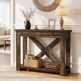 Tribesigns Console de 105 cm de long style champêtre avec étagère, Table d'entrée étroite à 2 niveaux 3