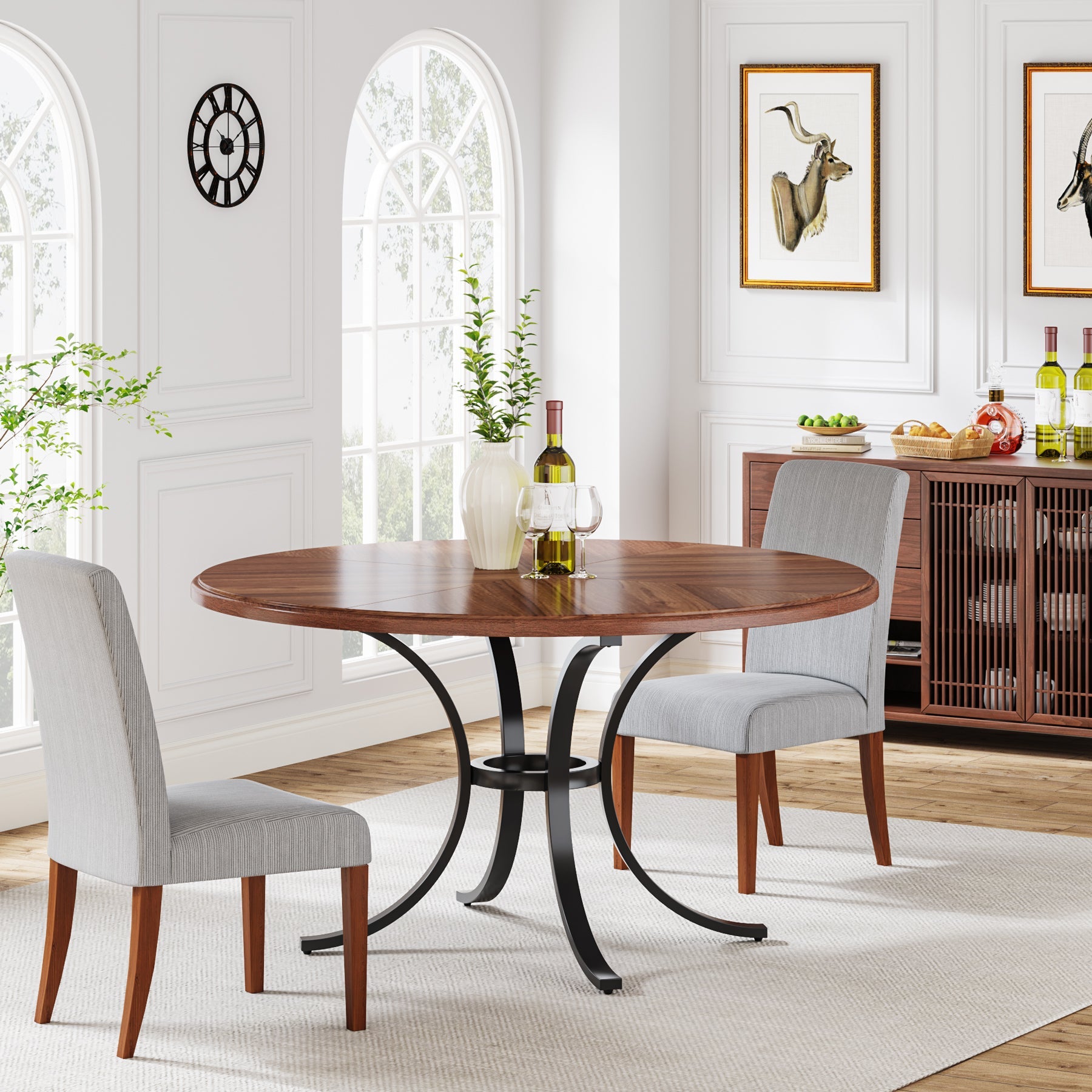 Table à manger Tribesigns, Table de cuisine ronde moderne de 120 cm pour 4 à 6 personnes