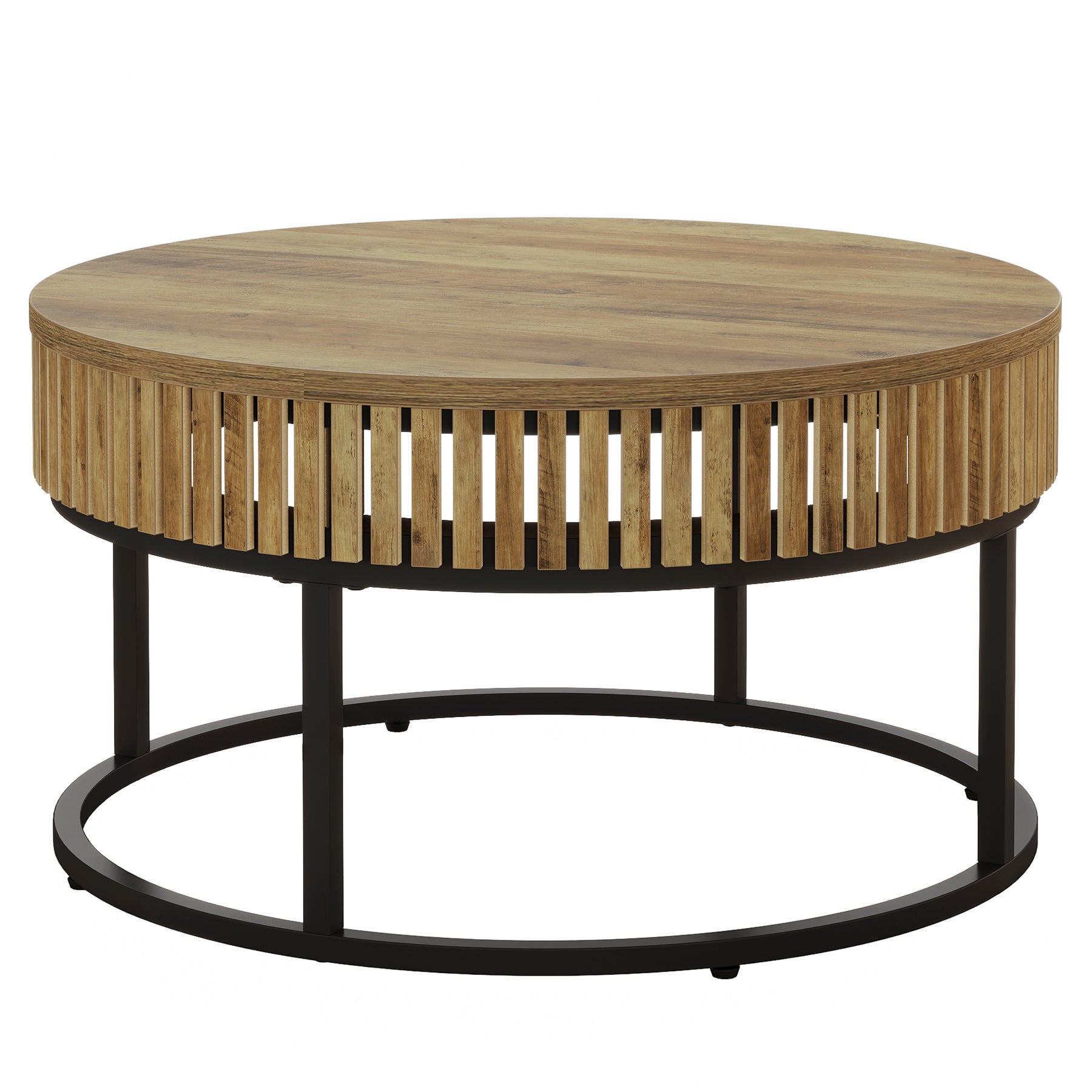 Tribesigns Table Basse Ronde de 80 cm, Table Basse Salon Bois Table D'appoint de Canapé Circulaire