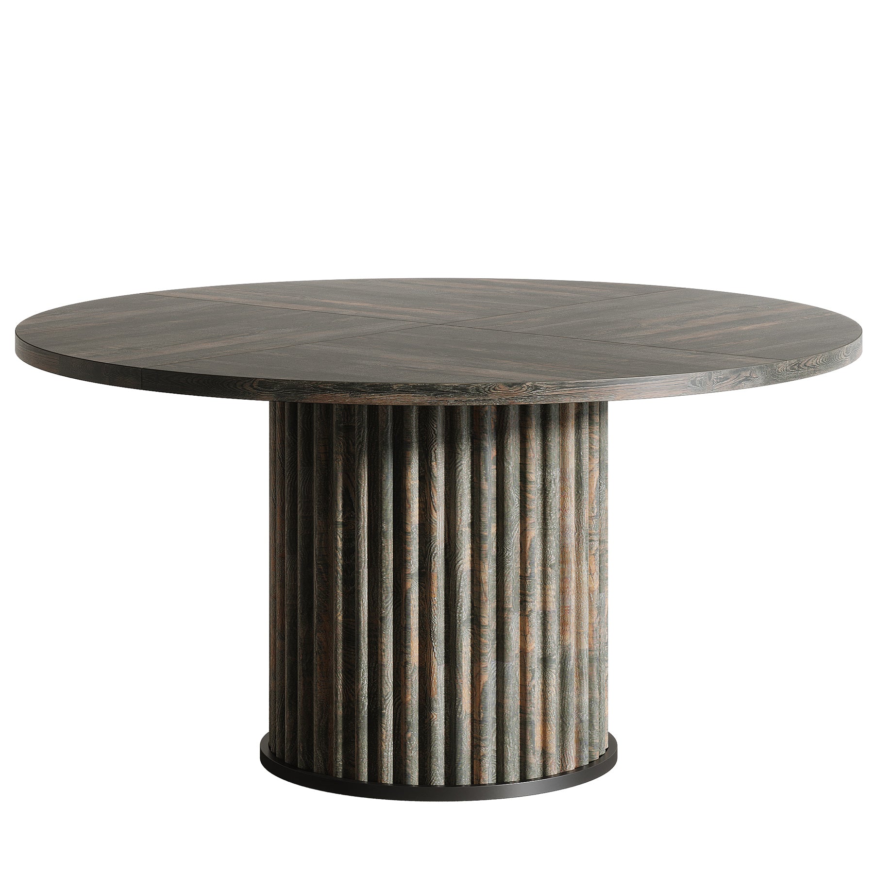 Tribesigns Table à manger ronde de 120 cm, Table de cuisine en bois avec base en métal rainuré robuste