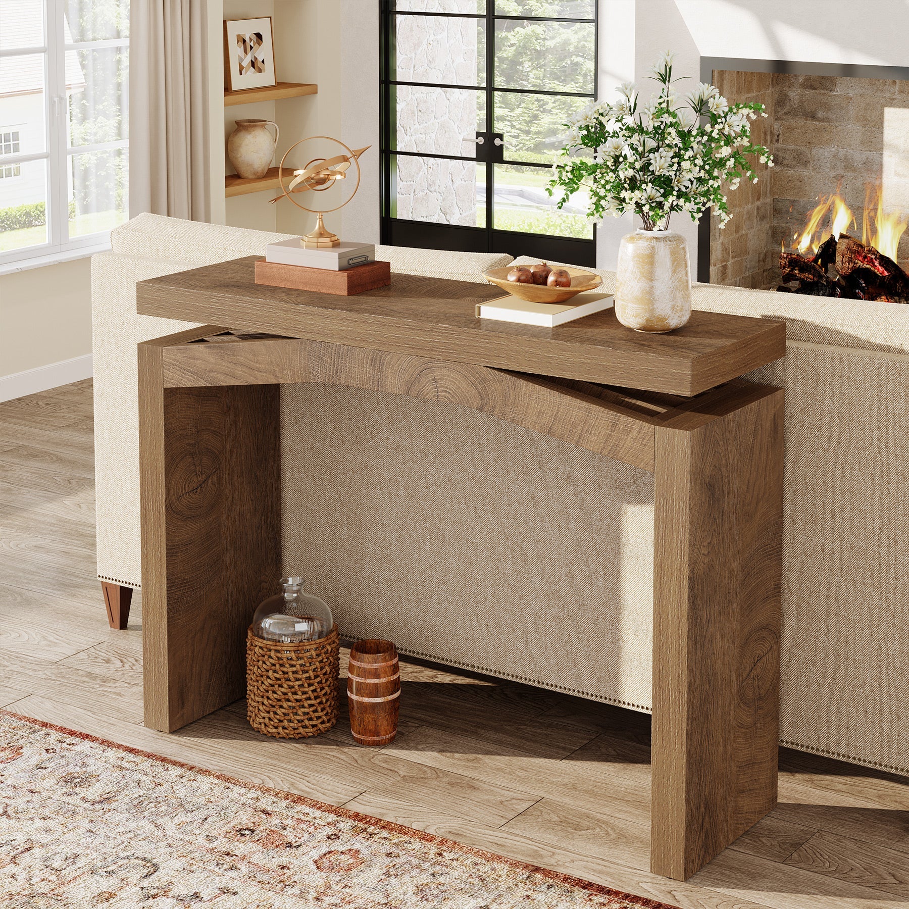 Tribesigns Table console étroite de 100 cm, Table d'entrée de style ferme au design moderne