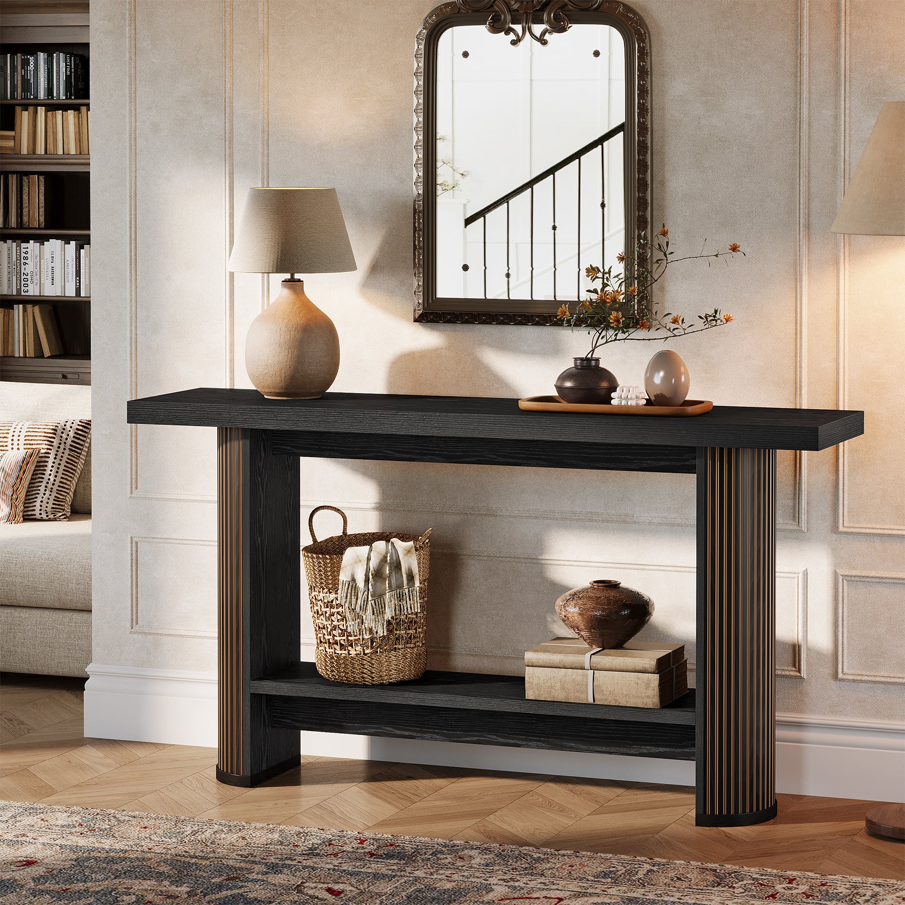 Tribesigns Console de style maison de campagne de 140 cm, Table étroite pour couloir et canapé