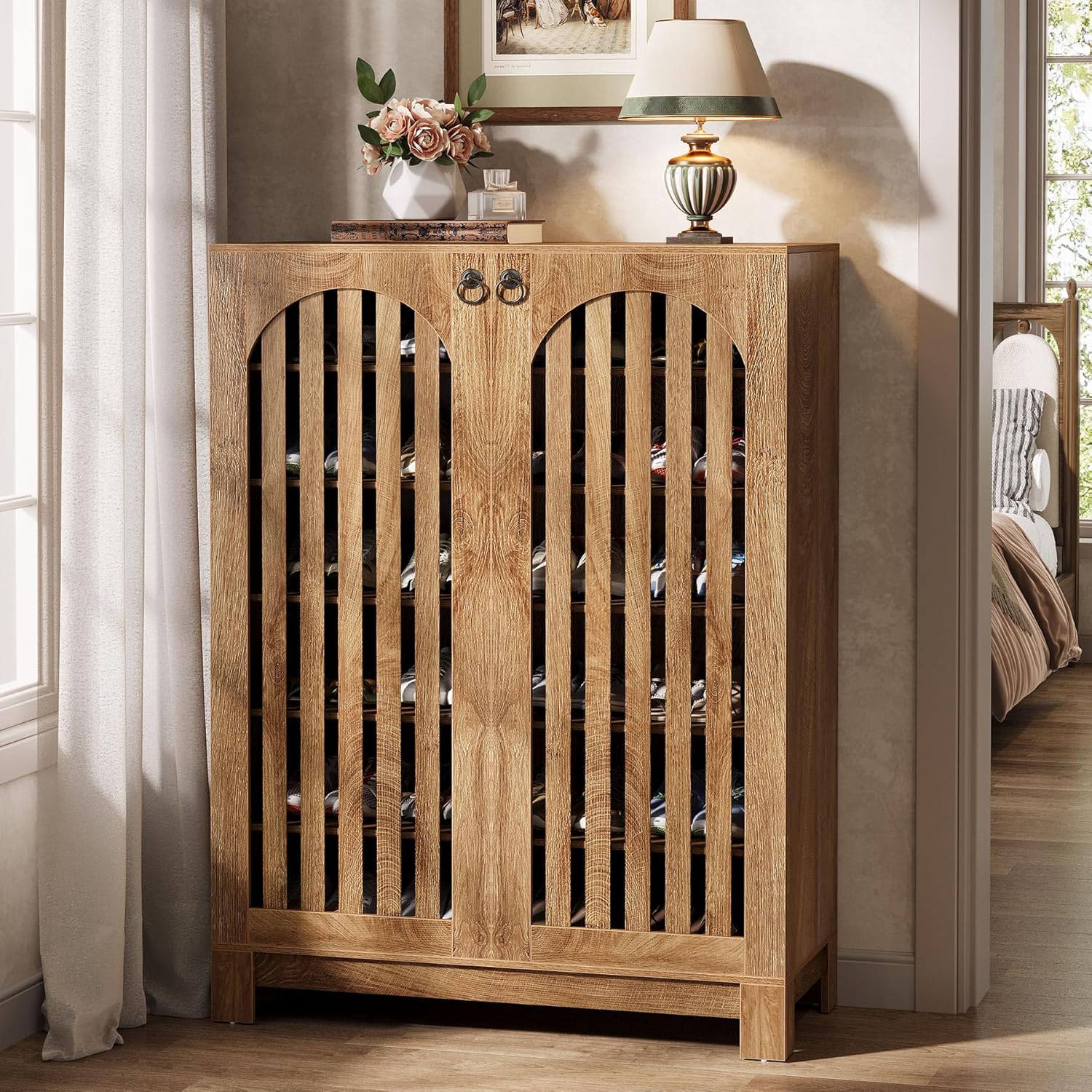 6-stöckiger Schuhschrank mit Lamellentüren - 24 Paar Kapazität,