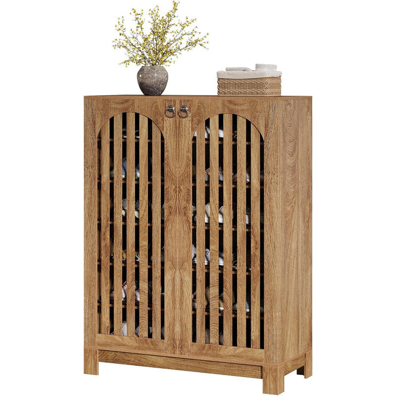 6-stöckiger Schuhschrank mit Lamellentüren - 24 Paar Kapazität,