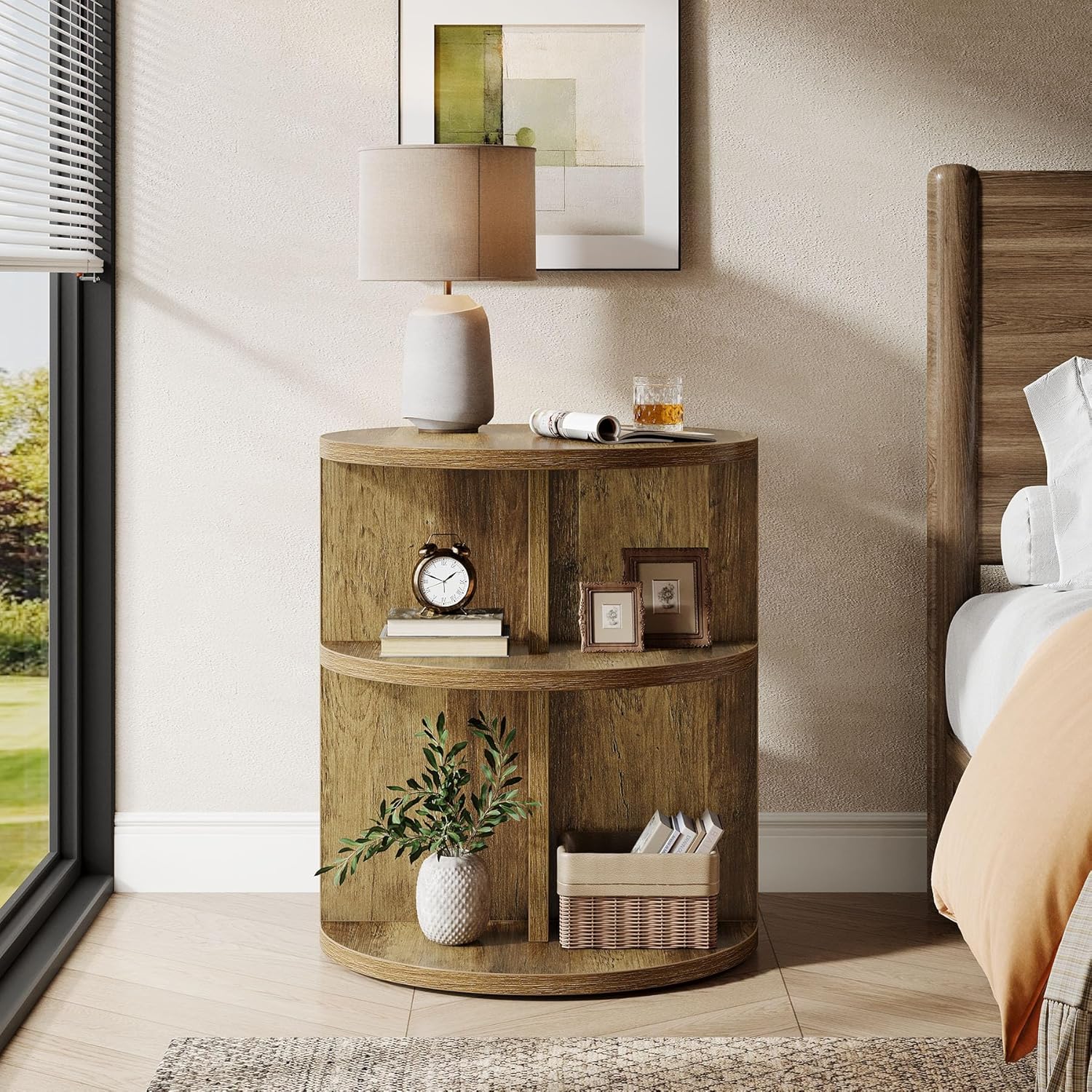 60cm 3-stufiger Beistelltisch - Landhausstil 3 Ablageflächen für Wohnzimmer und Schlafzimmer