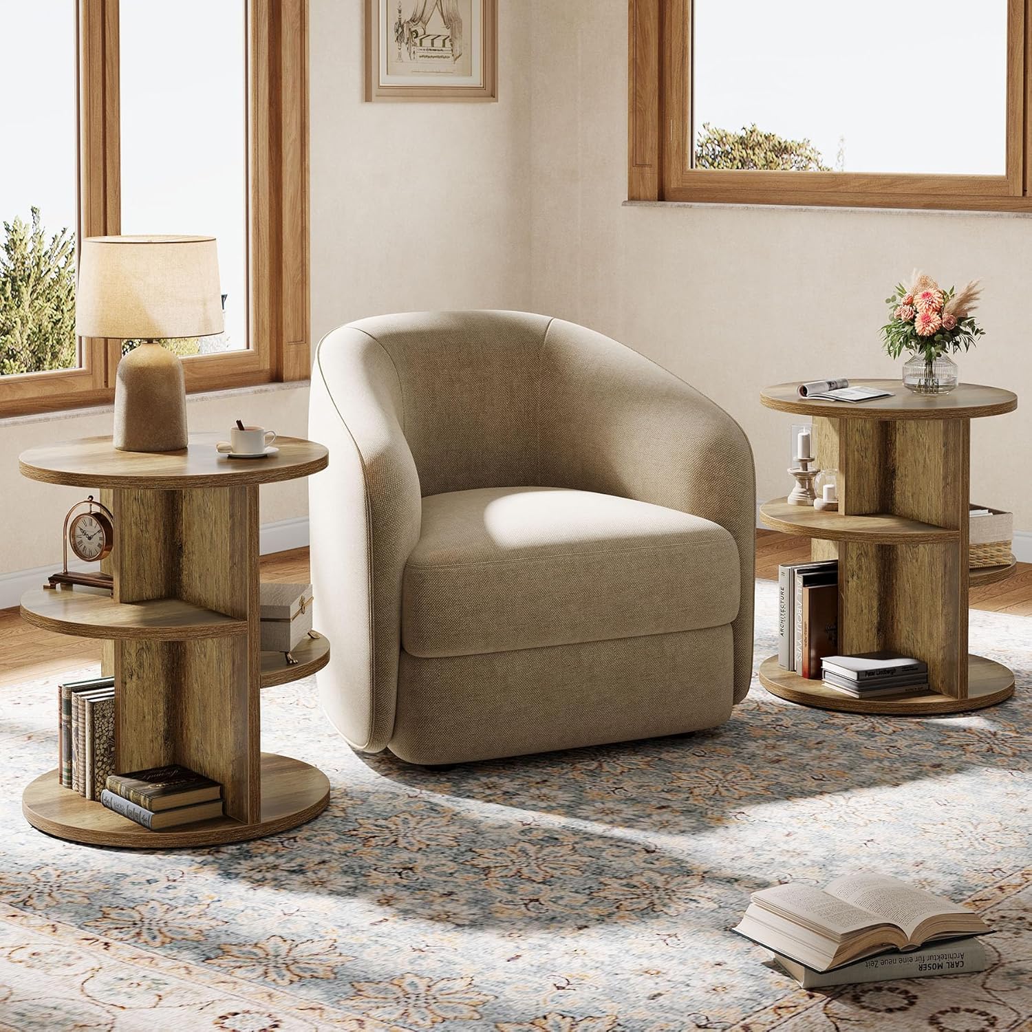 60cm 3-stufiger Beistelltisch - Landhausstil 3 Ablageflächen für Wohnzimmer und Schlafzimmer