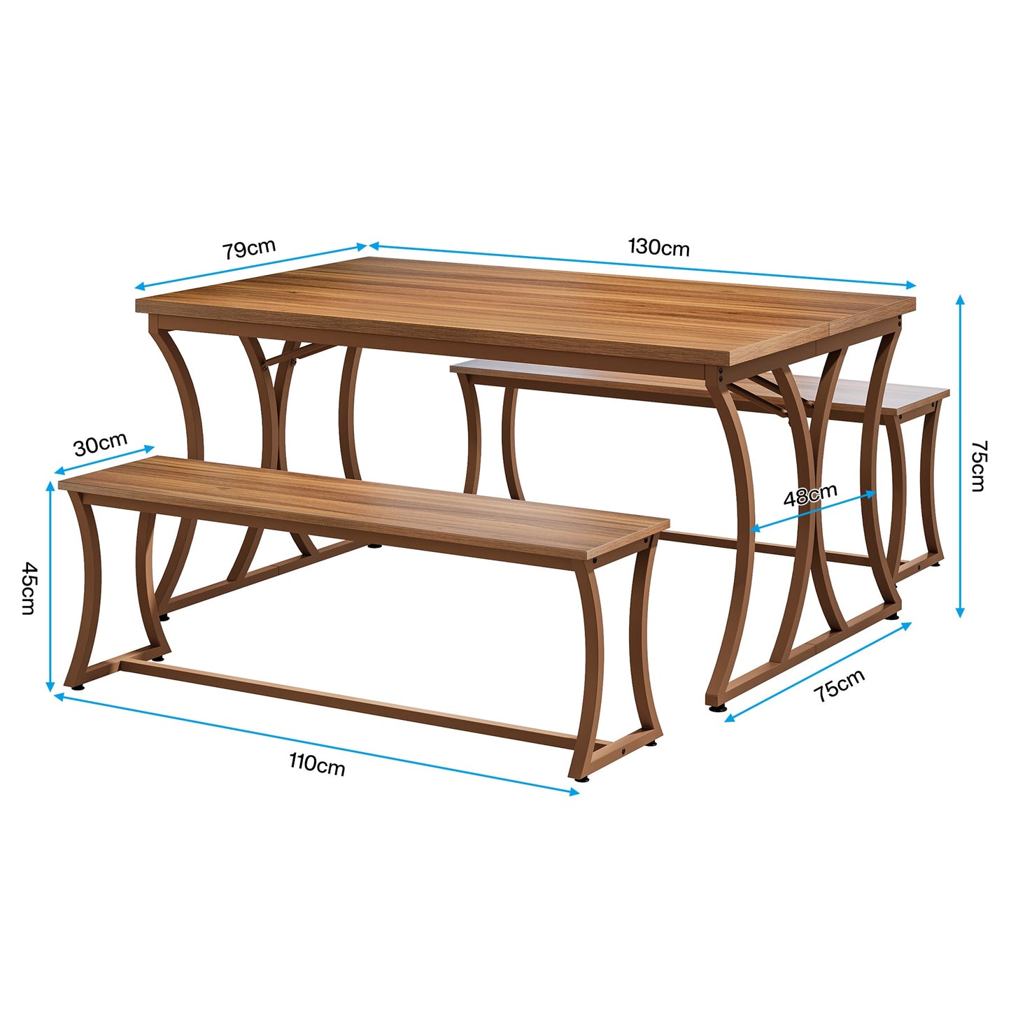 Tribesigns Ensemble de table à manger 4 pièces, Ensemble de table de cuisine avec 2 bancs pour 4 à 6 personnes