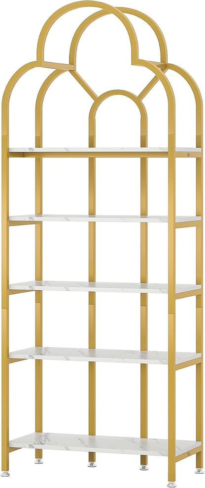 Tribesigns 5-Tier Gold Bookcase, Bibliothèque moderne avec étagères ouvertes