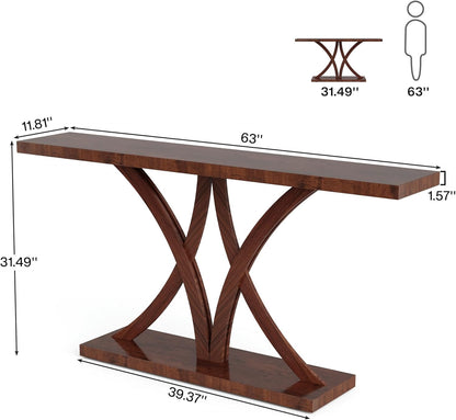 Tribesigns Table Console,  Table d'entrée en Bois avec Cadre métallique géométrique