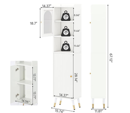 Tribesigns Armoire de rangement moderne, Armoire de salle de bain haute autoportante avec porte en acrylique