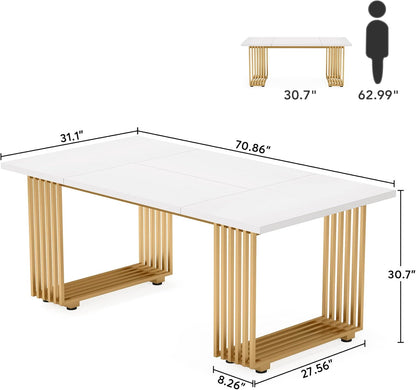 Tribesigns Table de salle à manger moderne pour 6 à 8 personnes, Table de salle à manger blanche