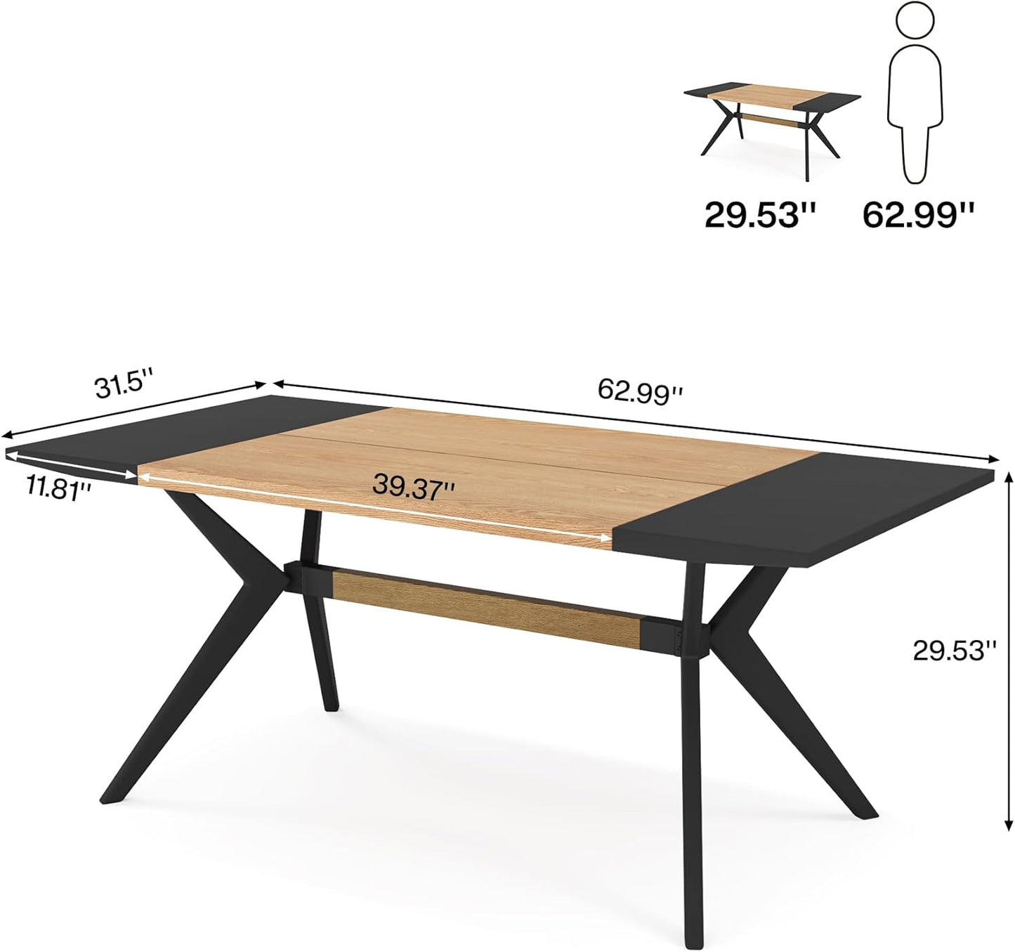 Tribesigns Bureau exécutif, Grand bureau d'ordinateur avec cadre en X Table de travail moderne