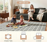 Tribesigns Tapis à carreaux modernes et poils courts, lavable, antidérapant et doux, Certifié Oeko-Tex, gris & beige 3