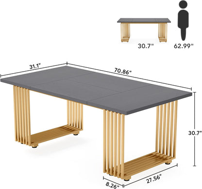 Tribesigns Bureau moderne, Table de bureau simple avec pieds en métal doré