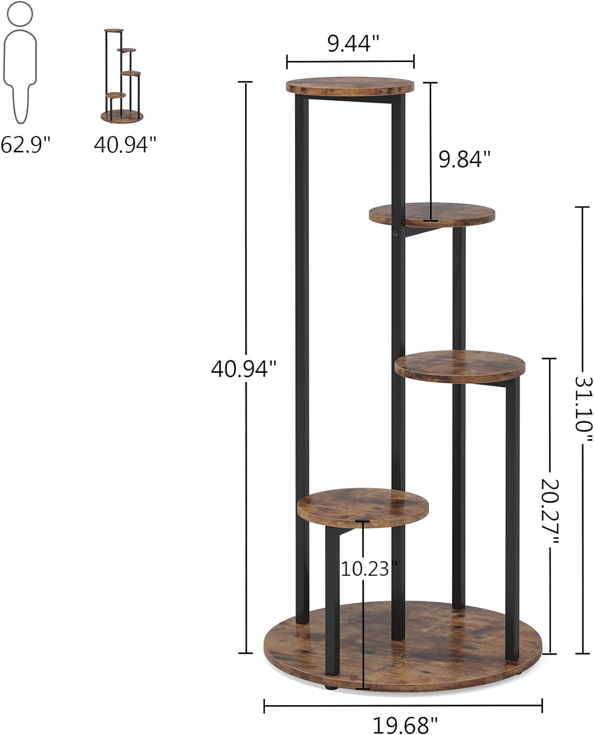 Tribesigns Support de plante, Étagère pour plantes interieur support jardinière décoratif