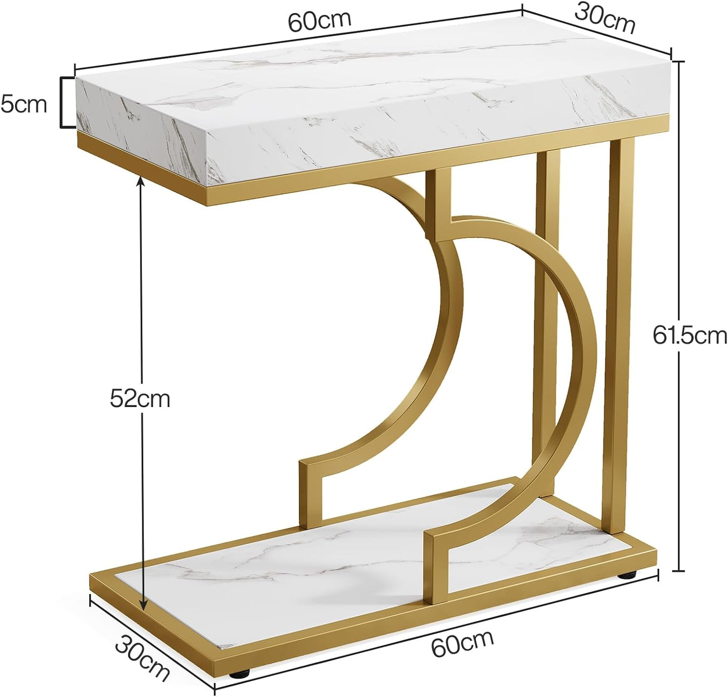 Tribesigns Table de chevet moderne, Table d'appoint en forme de C