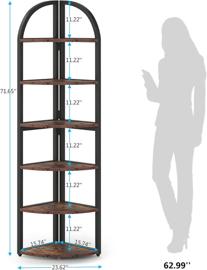 Tribesigns Étagère d'angle, Bibliothèque murale industrielle à 6 niveaux Étagère de rangement