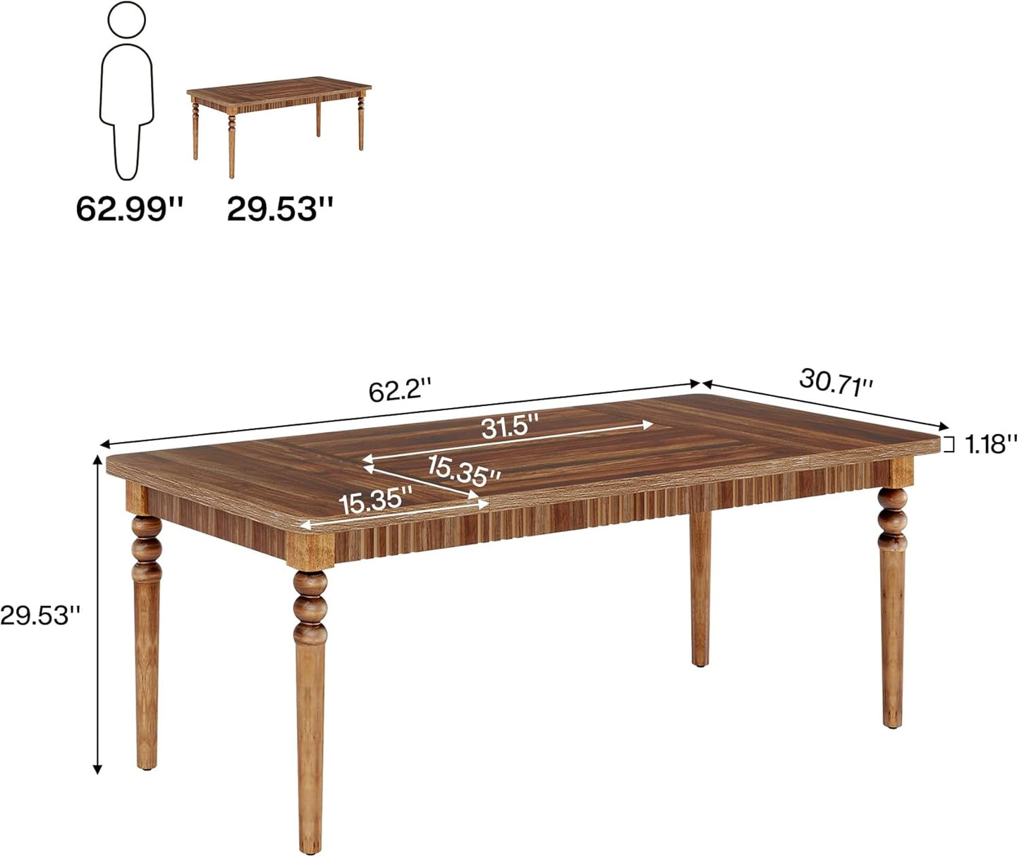 Tribesigns Table d'ordinateur de bureau, Table de bureau PC avec pieds en bois massif Bureau de style ferme