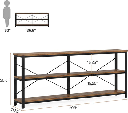 Tribesigns Table console, Table de canapé industrielle à 3 niveaux avec cadre en métal