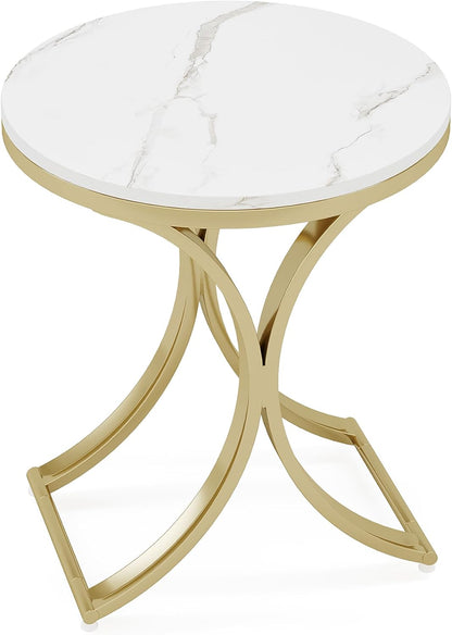 Tribesigns Table d'appoint ronde en or blanc, Petite Table basse moderne