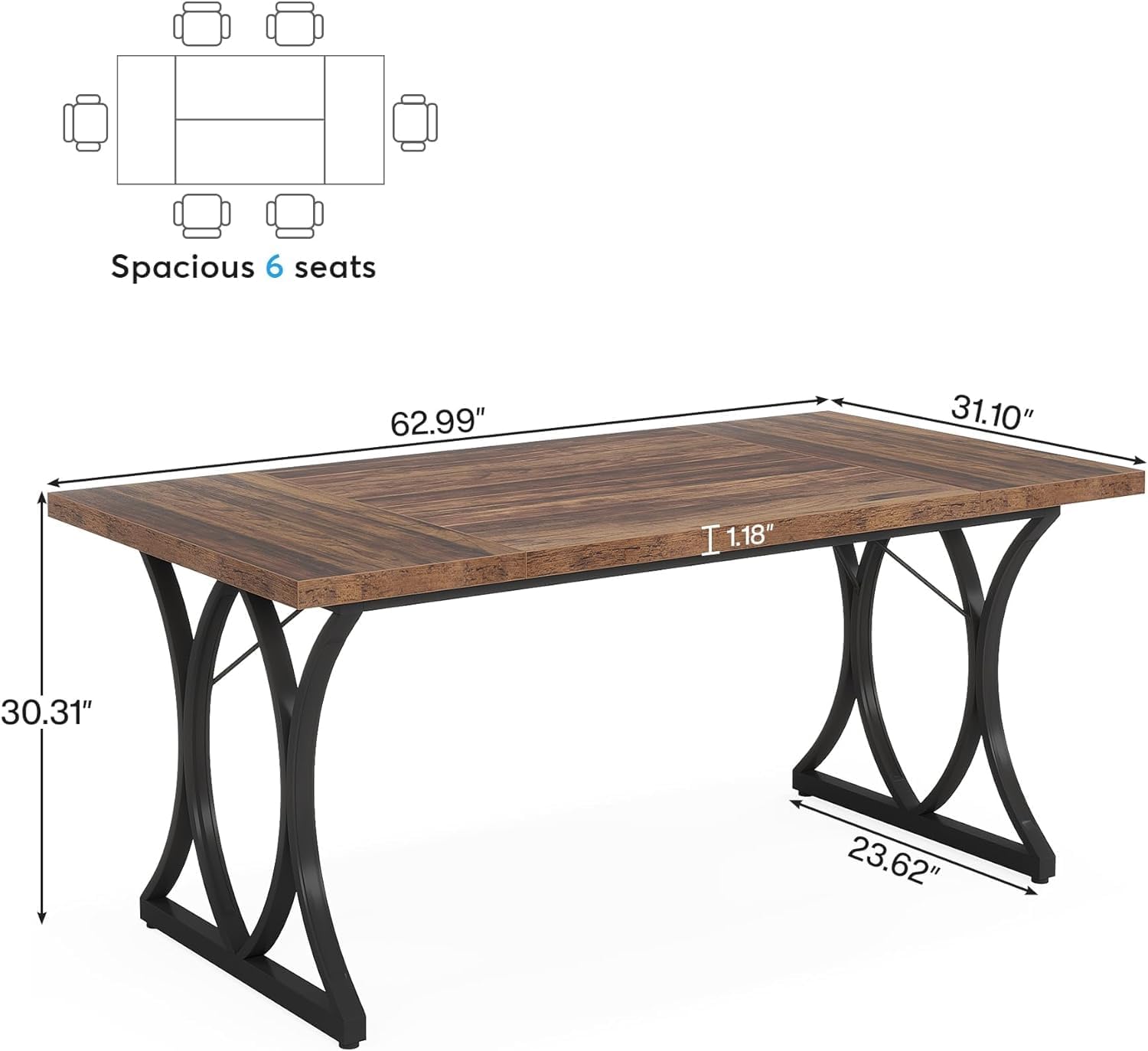 Tribesigns Bureau d'ordinateur, Table de travail moderne avec cadre en métal