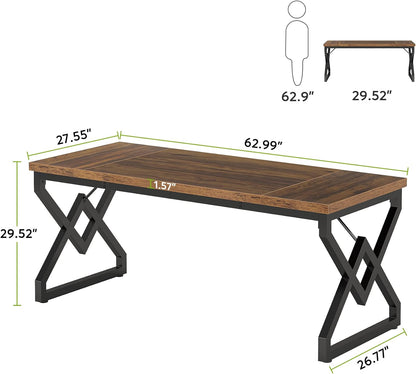 Tribesigns Bureau vintage, Grande Table d'ordinateur de Bureau avec Plateau en Bois