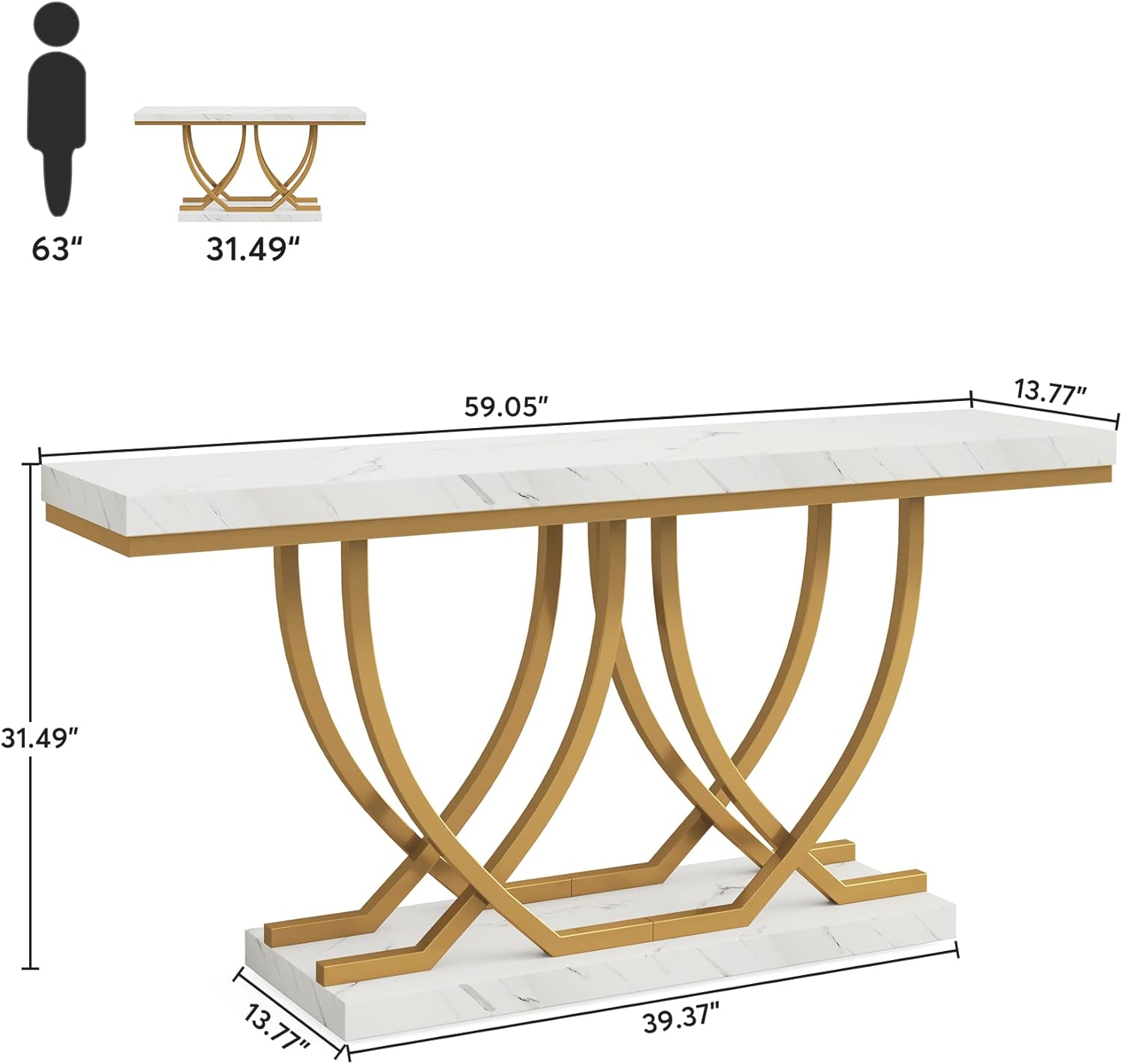 Tribesigns Table Console, Table d'entrée Moderne, Table de canapé doré