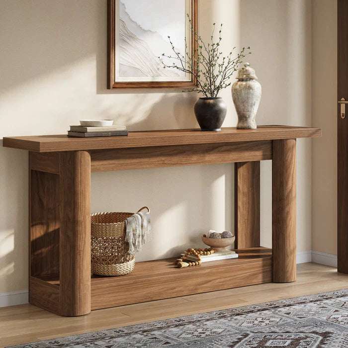 Tribesigns Table console de 160 cm, Table de canapé de ferme à 2 niveaux pour l'entrée