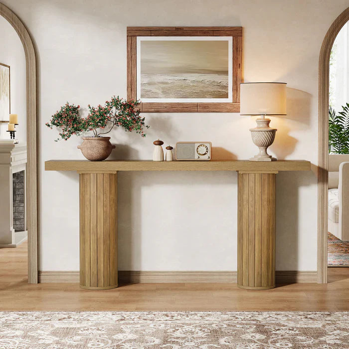 Tribesigns Table console de 160 cm, Table de canapé de style ferme avec pieds ronds