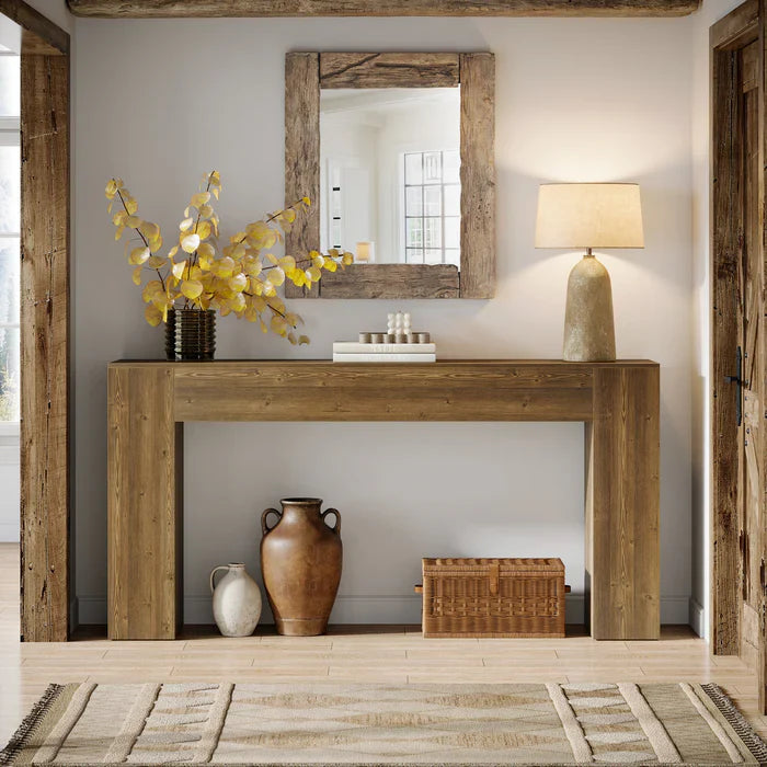 Tribesigns Table console 160 cm, Table de canapé rustique Table de couloir avec pieds robustes
