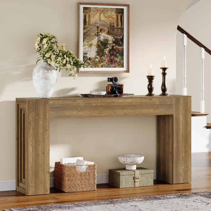 Tribesigns Table console 160 cm, Table de canapé rustique Table de couloir avec pieds robustes