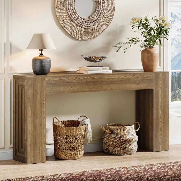 Tribesigns Table console 160 cm, Table de canapé rustique Table de couloir avec pieds robustes