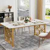 Tribesigns Table à manger 160 cm, Table de cuisine moderne en marbre artificiel pour 6 personnes 3