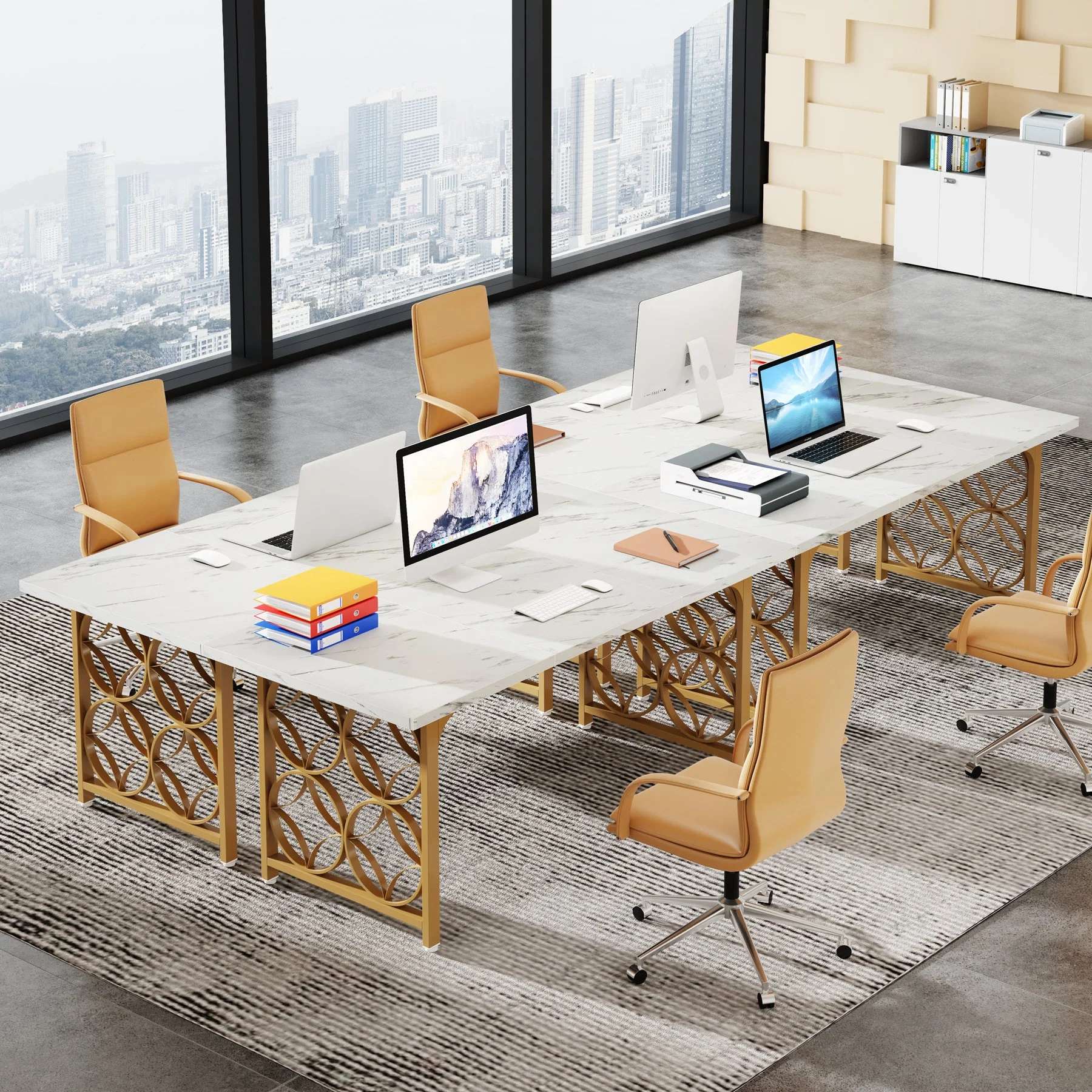 Tribesigns Bureau de direction 160 cm, Bureau moderne Table de conférence pour 4 à 6 personnes