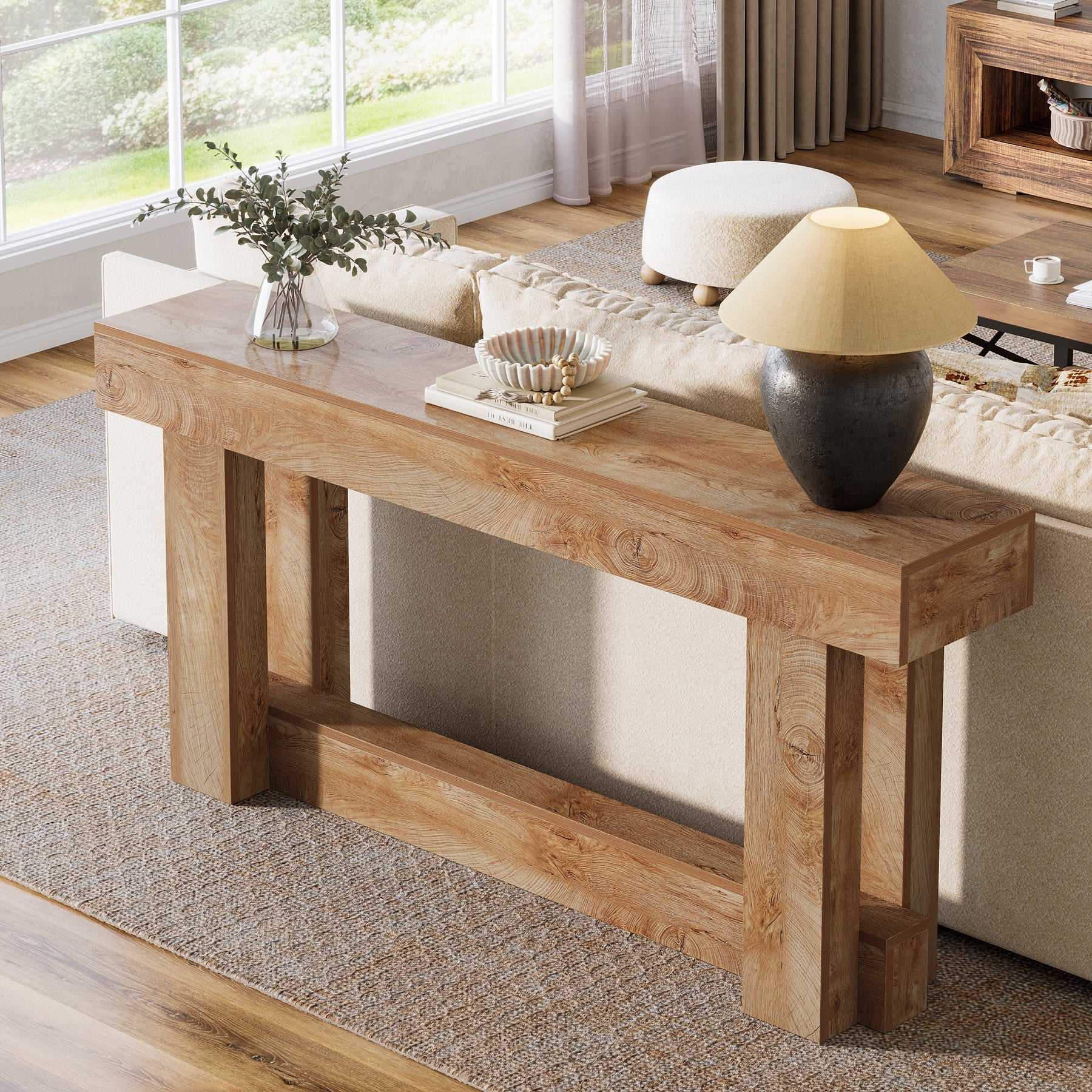 Tribesigns Table console en bois de 160 cm, Table d'entrée de ferme à 2 niveaux