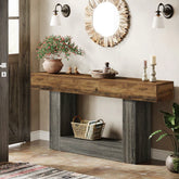 Tribesigns Table console en bois de 160 cm, Table de canapé de ferme à 2 niveaux Table d'entrée 3